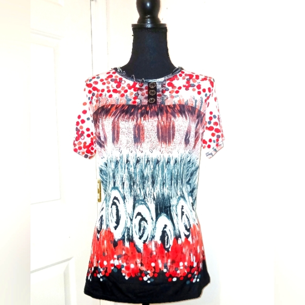 Stylish Red and Black Women's Top
